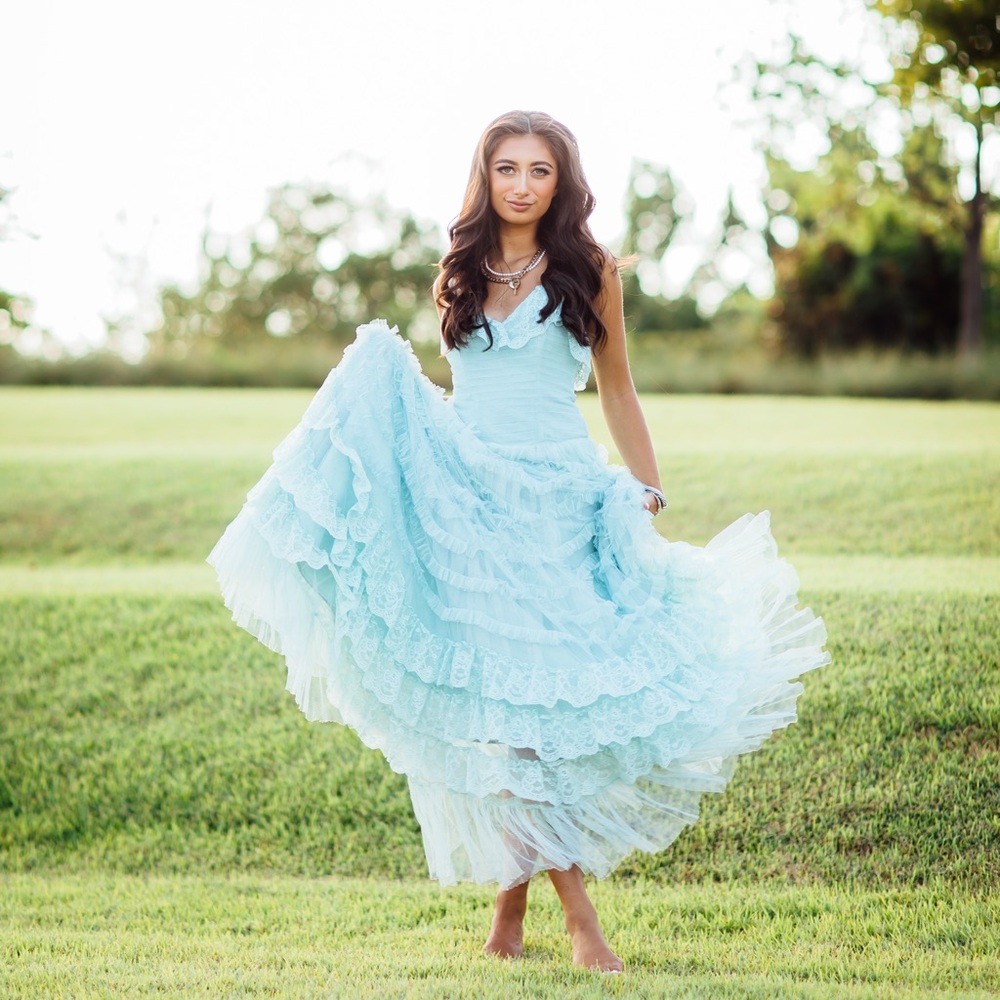 LoveShackFancy Sharelle Tiered Tulle Gown Mint